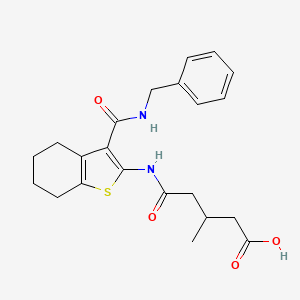 molecular formula C22H26N2O4S B4797673 5-{[3-(Benzylcarbamoyl)-4,5,6,7-tetrahydro-1-benzothiophen-2-yl]amino}-3-methyl-5-oxopentanoic acid 