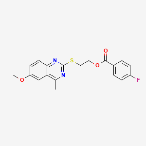 molecular formula C19H17FN2O3S B4797723 2-[(6-Methoxy-4-methylquinazolin-2-yl)sulfanyl]ethyl 4-fluorobenzoate 