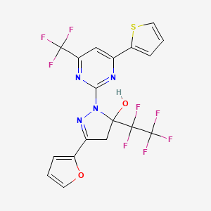 3-(2-FURYL)-5-(1,1,2,2,2-PENTAFLUOROETHYL)-1-[4-(2-THIENYL)-6-(TRIFLUOROMETHYL)-2-PYRIMIDINYL]-4,5-DIHYDRO-1H-PYRAZOL-5-OL