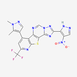 11-(1,5-dimethylpyrazol-4-yl)-4-(4-nitro-1H-pyrazol-5-yl)-13-(trifluoromethyl)-16-thia-3,5,6,8,14-pentazatetracyclo[7.7.0.02,6.010,15]hexadeca-1(9),2,4,7,10(15),11,13-heptaene