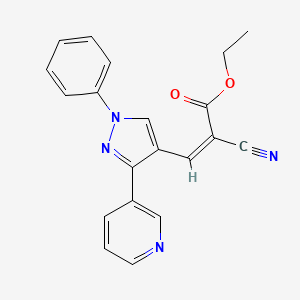 ethyl (Z)-2-cyano-3-(1-phenyl-3-pyridin-3-ylpyrazol-4-yl)prop-2-enoate