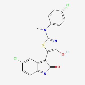 molecular formula C18H11Cl2N3O2S B4797863 5-chloro-3-[2-[(4-chlorophenyl)(methyl)amino]-4-oxo-1,3-thiazol-5(4H)-ylidene]-1,3-dihydro-2H-indol-2-one 