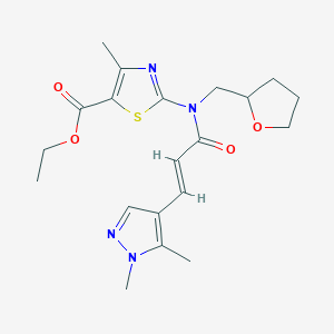 ETHYL 2-[[(E)-3-(1,5-DIMETHYL-1H-PYRAZOL-4-YL)-2-PROPENOYL](TETRAHYDRO-2-FURANYLMETHYL)AMINO]-4-METHYL-1,3-THIAZOLE-5-CARBOXYLATE