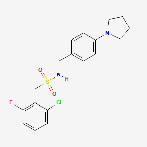 molecular formula C18H20ClFN2O2S B4797907 1-(2-CHLORO-6-FLUOROPHENYL)-N-{[4-(PYRROLIDIN-1-YL)PHENYL]METHYL}METHANESULFONAMIDE 