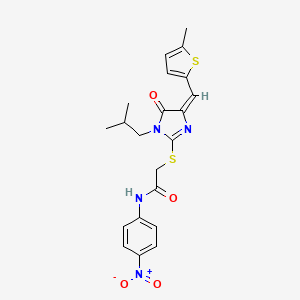 2-({1-ISOBUTYL-4-[(E)-1-(5-METHYL-2-THIENYL)METHYLIDENE]-5-OXO-4,5-DIHYDRO-1H-IMIDAZOL-2-YL}SULFANYL)-N-(4-NITROPHENYL)ACETAMIDE