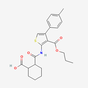 2-{[4-(4-Methylphenyl)-3-(propoxycarbonyl)thiophen-2-yl]carbamoyl}cyclohexanecarboxylic acid