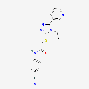 molecular formula C18H16N6OS B4797963 N-(4-cyanophenyl)-2-{[4-ethyl-5-(pyridin-3-yl)-4H-1,2,4-triazol-3-yl]sulfanyl}acetamide 