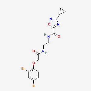 molecular formula C16H16Br2N4O4 B4797970 3-CYCLOPROPYL-N~5~-(2-{[2-(2,4-DIBROMOPHENOXY)ACETYL]AMINO}ETHYL)-1,2,4-OXADIAZOLE-5-CARBOXAMIDE 