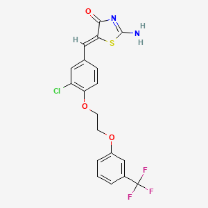 molecular formula C19H14ClF3N2O3S B4798017 (5Z)-2-amino-5-[[3-chloro-4-[2-[3-(trifluoromethyl)phenoxy]ethoxy]phenyl]methylidene]-1,3-thiazol-4-one 