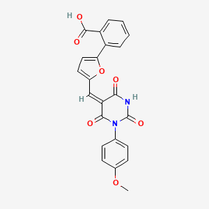 molecular formula C23H16N2O7 B4798092 2-(5-{[1-(4-METHOXYPHENYL)-2,4,6-TRIOXOTETRAHYDRO-5(2H)-PYRIMIDINYLIDEN]METHYL}-2-FURYL)BENZOIC ACID 