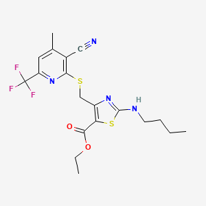 ETHYL 2-(BUTYLAMINO)-4-({[3-CYANO-4-METHYL-6-(TRIFLUOROMETHYL)-2-PYRIDYL]SULFANYL}METHYL)-1,3-THIAZOLE-5-CARBOXYLATE