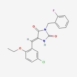 molecular formula C19H16ClFN2O3 B4798169 (5Z)-5-(5-chloro-2-ethoxybenzylidene)-3-(2-fluorobenzyl)imidazolidine-2,4-dione 