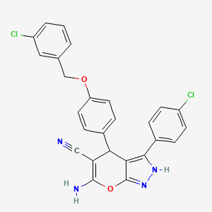 6-amino-4-{4-[(3-chlorobenzyl)oxy]phenyl}-3-(4-chlorophenyl)-1,4-dihydropyrano[2,3-c]pyrazole-5-carbonitrile