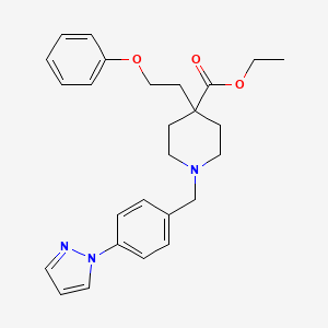 molecular formula C26H31N3O3 B4798209 ethyl 4-(2-phenoxyethyl)-1-[4-(1H-pyrazol-1-yl)benzyl]-4-piperidinecarboxylate 