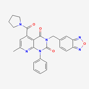 3-[(2,1,3-BENZOXADIAZOL-5-YL)METHYL]-7-METHYL-1-PHENYL-5-(PYRROLIDINE-1-CARBONYL)-1H,2H,3H,4H-PYRIDO[2,3-D]PYRIMIDINE-2,4-DIONE