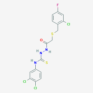 2-{[(2-chloro-4-fluorobenzyl)thio]acetyl}-N-(3,4-dichlorophenyl)hydrazinecarbothioamide