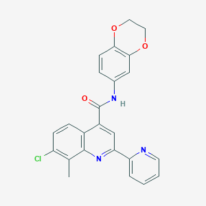 7-chloro-N-(2,3-dihydro-1,4-benzodioxin-6-yl)-8-methyl-2-(2-pyridinyl)-4-quinolinecarboxamide