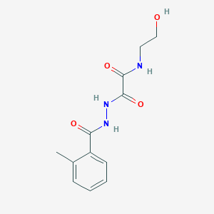 N-(2-hydroxyethyl)-2-[2-(2-methylbenzoyl)hydrazinyl]-2-oxoacetamide