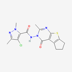 4-CHLORO-1,3-DIMETHYL-N-[2-METHYL-4-OXO-6,7-DIHYDRO-4H-CYCLOPENTA[4,5]THIENO[2,3-D]PYRIMIDIN-3(5H)-YL]-1H-PYRAZOLE-5-CARBOXAMIDE