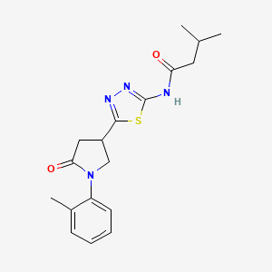 molecular formula C18H22N4O2S B4798573 3-Methyl-N-{5-[1-(2-methylphenyl)-5-oxopyrrolidin-3-YL]-1,3,4-thiadiazol-2-YL}butanamide 