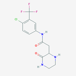 molecular formula C13H13ClF3N3O2 B4798579 N-[4-chloro-3-(trifluoromethyl)phenyl]-2-(3-oxopiperazin-2-yl)acetamide 