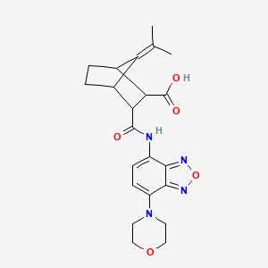 molecular formula C22H26N4O5 B4798715 3-{[7-(Morpholin-4-yl)-2,1,3-benzoxadiazol-4-yl]carbamoyl}-7-(propan-2-ylidene)bicyclo[2.2.1]heptane-2-carboxylic acid 