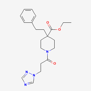 molecular formula C21H28N4O3 B4798723 ethyl 4-(2-phenylethyl)-1-[3-(1H-1,2,4-triazol-1-yl)propanoyl]-4-piperidinecarboxylate 