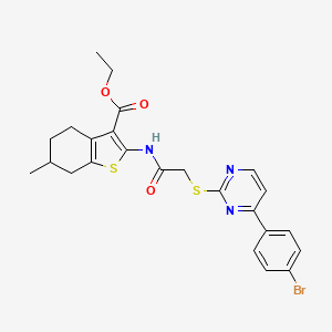 ETHYL 2-[(2-{[4-(4-BROMOPHENYL)-2-PYRIMIDINYL]SULFANYL}ACETYL)AMINO]-6-METHYL-4,5,6,7-TETRAHYDRO-1-BENZOTHIOPHENE-3-CARBOXYLATE