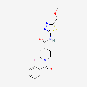 molecular formula C17H19FN4O3S B4798733 1-(2-fluorobenzoyl)-N-[5-(methoxymethyl)-1,3,4-thiadiazol-2-yl]piperidine-4-carboxamide 