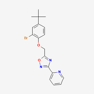 molecular formula C18H18BrN3O2 B4798752 2-{5-[(2-bromo-4-tert-butylphenoxy)methyl]-1,2,4-oxadiazol-3-yl}pyridine 