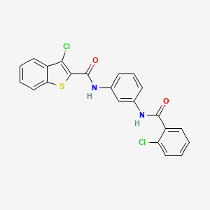 molecular formula C22H14Cl2N2O2S B4798780 3-chloro-N-(3-{[(2-chlorophenyl)carbonyl]amino}phenyl)-1-benzothiophene-2-carboxamide 