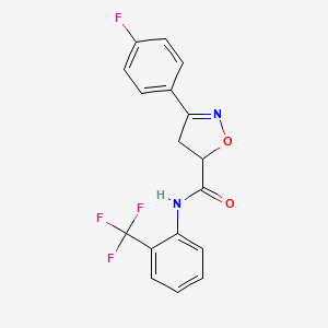 3-(4-fluorophenyl)-N-[2-(trifluoromethyl)phenyl]-4,5-dihydro-1,2-oxazole-5-carboxamide