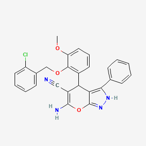 6-AMINO-4-{2-[(2-CHLOROBENZYL)OXY]-3-METHOXYPHENYL}-3-PHENYL-1,4-DIHYDROPYRANO[2,3-C]PYRAZOL-5-YL CYANIDE