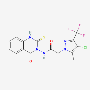 2-[4-CHLORO-5-METHYL-3-(TRIFLUOROMETHYL)-1H-PYRAZOL-1-YL]-N-[4-OXO-2-SULFANYL-3(4H)-QUINAZOLINYL]ACETAMIDE