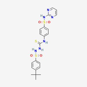 molecular formula C21H24N6O4S3 B4798986 2-[(4-tert-butylphenyl)sulfonyl]-N-{4-[(2-pyrimidinylamino)sulfonyl]phenyl}hydrazinecarbothioamide 