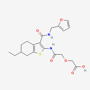 molecular formula C20H24N2O6S B4799004 [2-({6-Ethyl-3-[(furan-2-ylmethyl)carbamoyl]-4,5,6,7-tetrahydro-1-benzothiophen-2-yl}amino)-2-oxoethoxy]acetic acid 