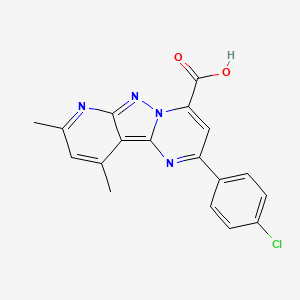 4-(4-chlorophenyl)-11,13-dimethyl-3,7,8,10-tetrazatricyclo[7.4.0.02,7]trideca-1,3,5,8,10,12-hexaene-6-carboxylic acid