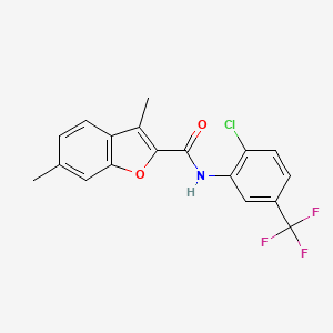 molecular formula C18H13ClF3NO2 B4799035 N-[2-chloro-5-(trifluoromethyl)phenyl]-3,6-dimethyl-1-benzofuran-2-carboxamide 