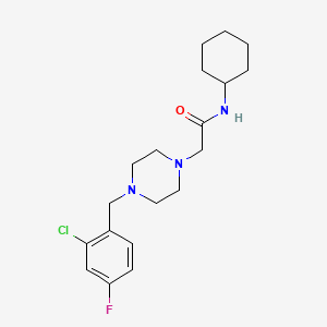 molecular formula C19H27ClFN3O B4799138 2-{4-[(2-CHLORO-4-FLUOROPHENYL)METHYL]PIPERAZIN-1-YL}-N-CYCLOHEXYLACETAMIDE 