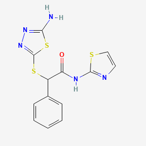 2-[(5-amino-1,3,4-thiadiazol-2-yl)sulfanyl]-2-phenyl-N-(1,3-thiazol-2-yl)acetamide