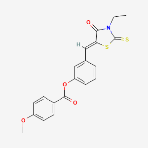 molecular formula C20H17NO4S2 B4799246 3-[(3-ethyl-4-oxo-2-thioxo-1,3-thiazolidin-5-ylidene)methyl]phenyl 4-methoxybenzoate 