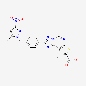 methyl 9-methyl-2-{4-[(5-methyl-3-nitro-1H-pyrazol-1-yl)methyl]phenyl}thieno[3,2-e][1,2,4]triazolo[1,5-c]pyrimidine-8-carboxylate