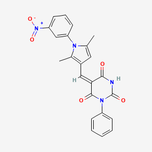 molecular formula C23H18N4O5 B4799322 (5E)-5-{[2,5-dimethyl-1-(3-nitrophenyl)-1H-pyrrol-3-yl]methylidene}-1-phenylpyrimidine-2,4,6(1H,3H,5H)-trione 