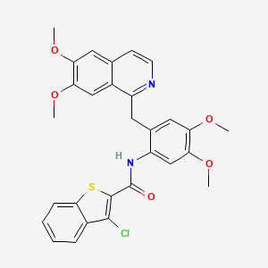 molecular formula C29H25ClN2O5S B4799354 3-chloro-N-{2-[(6,7-dimethoxyisoquinolin-1-yl)methyl]-4,5-dimethoxyphenyl}-1-benzothiophene-2-carboxamide 