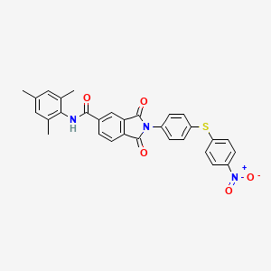 molecular formula C30H23N3O5S B4799366 2-{4-[(4-nitrophenyl)sulfanyl]phenyl}-1,3-dioxo-N-(2,4,6-trimethylphenyl)-2,3-dihydro-1H-isoindole-5-carboxamide 