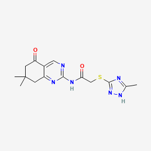 molecular formula C15H18N6O2S B4799371 N-(7,7-dimethyl-5-oxo-5,6,7,8-tetrahydro-2-quinazolinyl)-2-[(5-methyl-4H-1,2,4-triazol-3-yl)thio]acetamide 