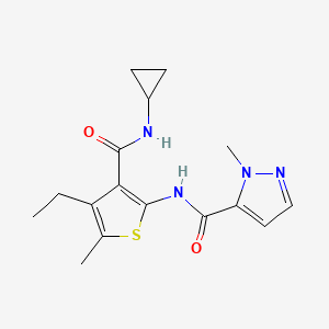 molecular formula C16H20N4O2S B4799386 N-[3-(cyclopropylcarbamoyl)-4-ethyl-5-methylthiophen-2-yl]-1-methyl-1H-pyrazole-5-carboxamide 