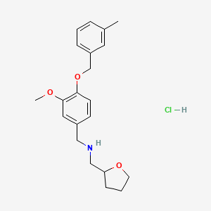 N-[[3-methoxy-4-[(3-methylphenyl)methoxy]phenyl]methyl]-1-(oxolan-2-yl)methanamine;hydrochloride