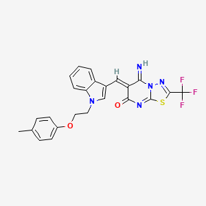 (6Z)-5-imino-6-[[1-[2-(4-methylphenoxy)ethyl]indol-3-yl]methylidene]-2-(trifluoromethyl)-[1,3,4]thiadiazolo[3,2-a]pyrimidin-7-one