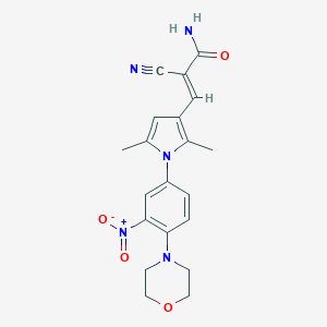 molecular formula C20H21N5O4 B479955 2-cyano-3-{1-[3-nitro-4-(4-morpholinyl)phenyl]-2,5-dimethyl-1H-pyrrol-3-yl}acrylamide CAS No. 1164547-35-6